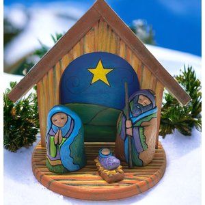 Christmas Nativity Manger Scene Patti Miller Bless Your Heart 4 Piece Set Enesco